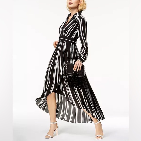 INC International Concepts Dresses & Skirts - INC Striped Faux-Wrap High-Low Dress NWT